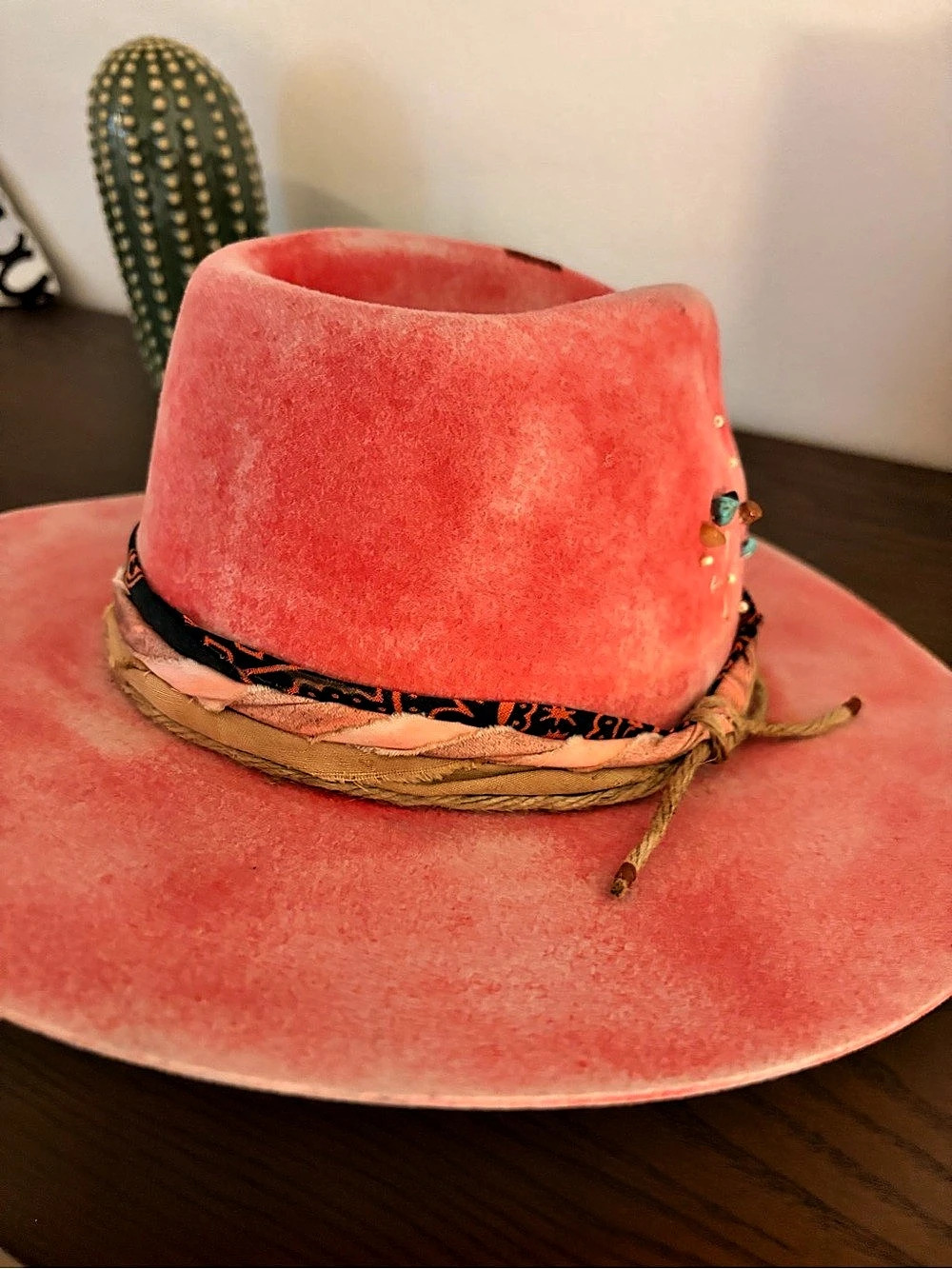 Free People Lovely Bird Montana Turquoise Wrap Felt Hat Pink Medium